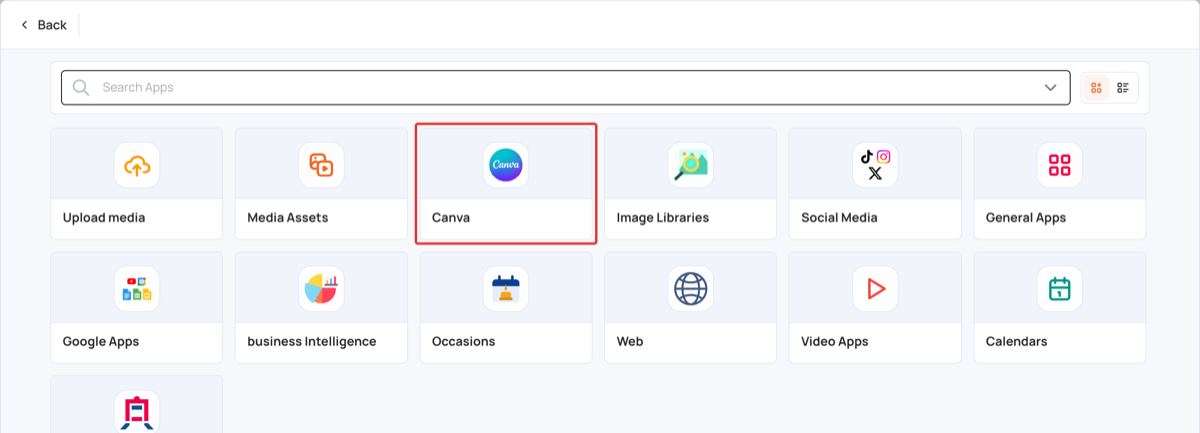 Canva in the content apps