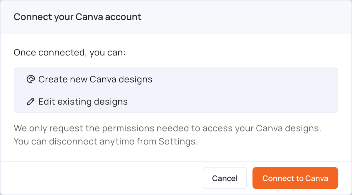 Connect your Canva account