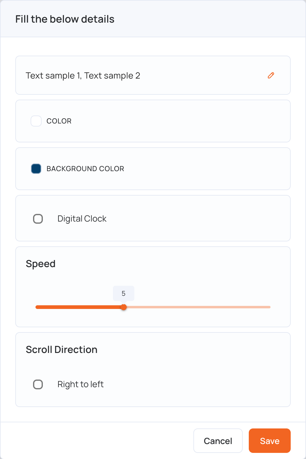 Custom Ticker settings