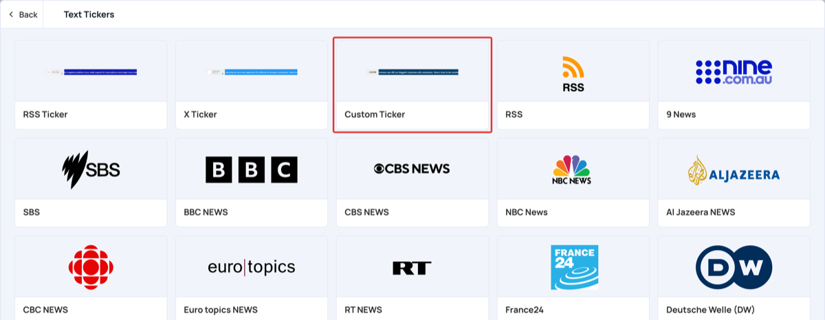 Custom Ticker in Text Tickers
