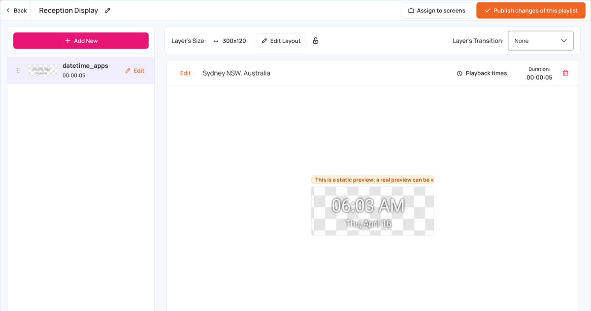 Date and Time preview in the layer