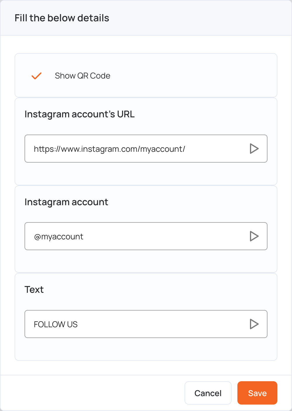 Follow Us settings