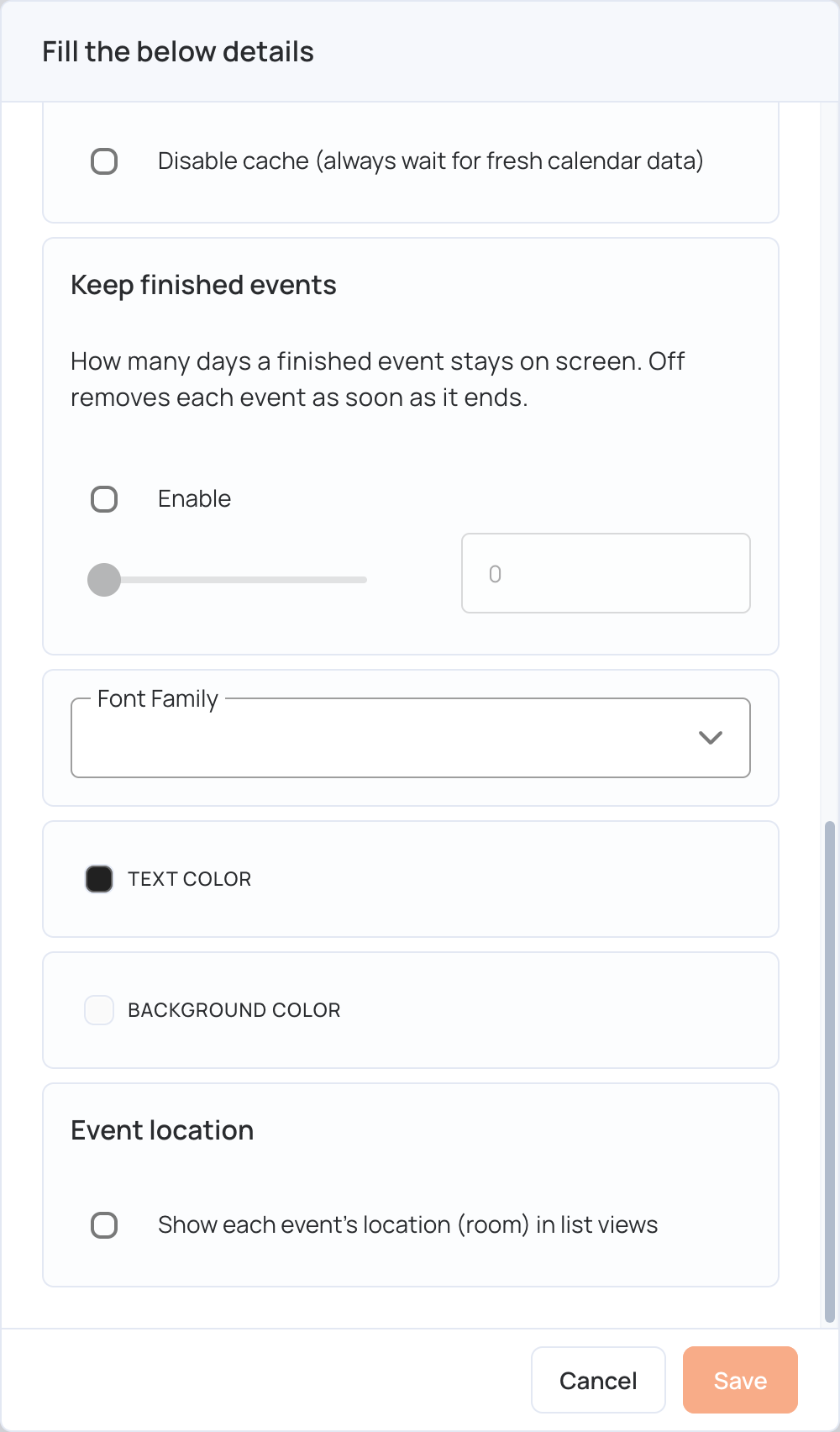 Google Calendar settings, bottom