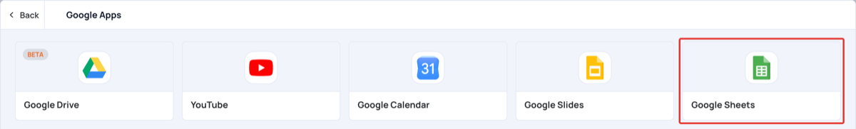 Google Sheets in Google Apps