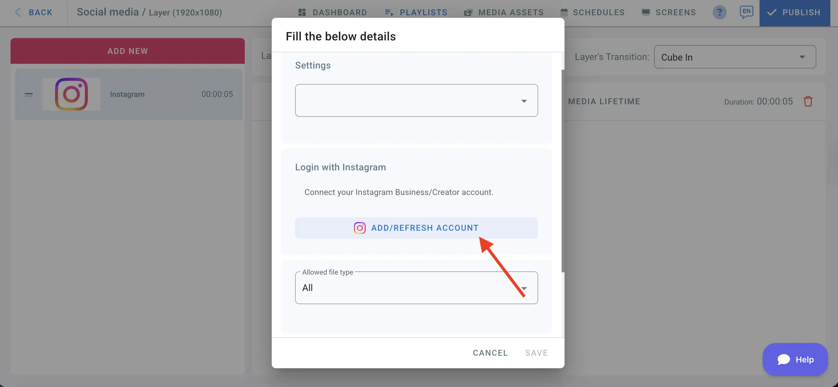 Add Instagram Account