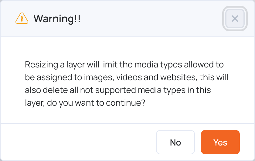 Resize warning