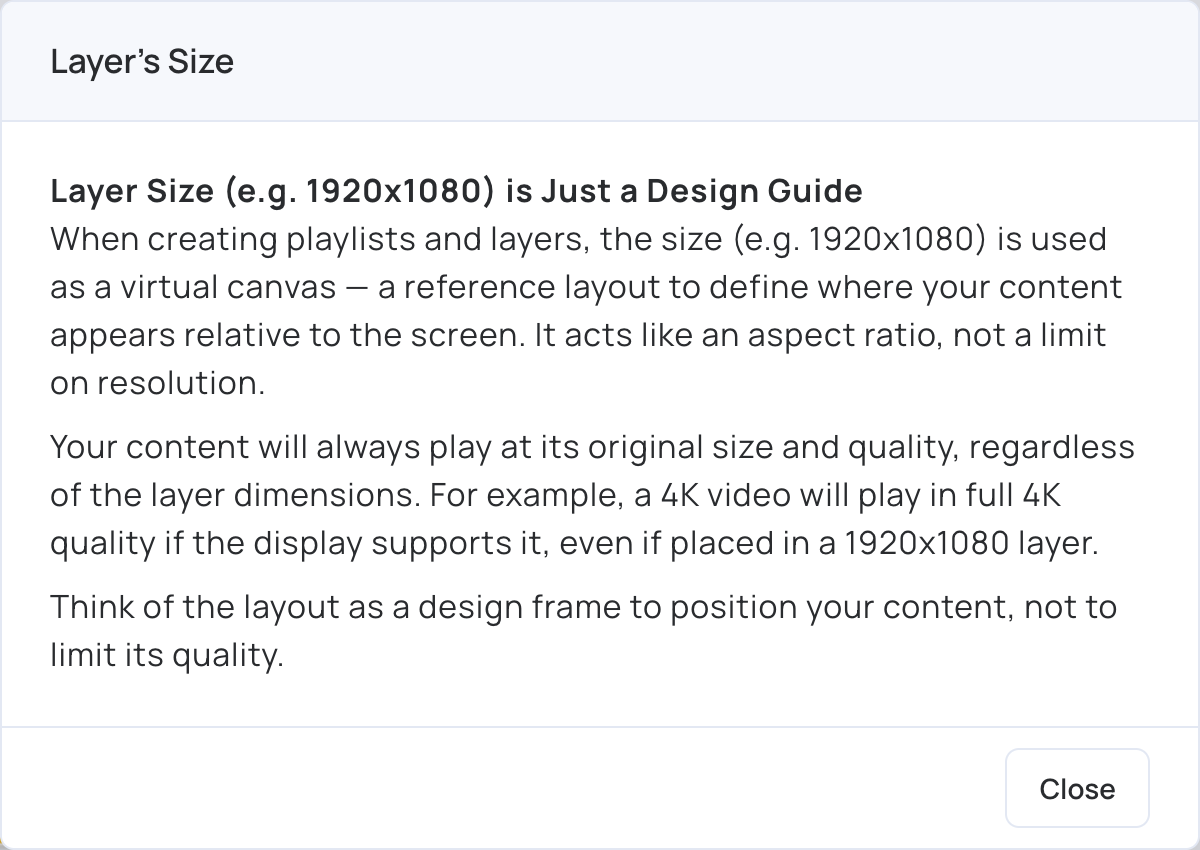 Layer’s Size note