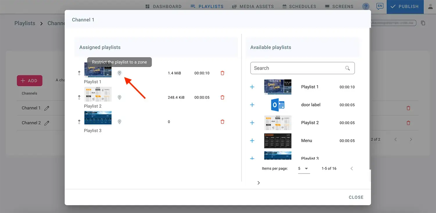 Assign Zones to Playlists