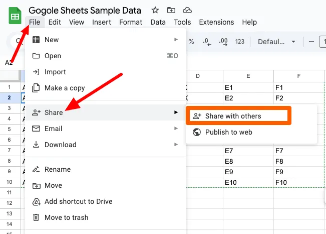 Share your google sheet with digital signage user