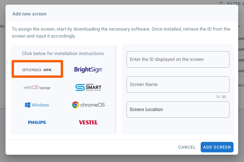 Copy google sheet url and add it to digital signage