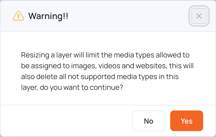 Warning when resizing a layer