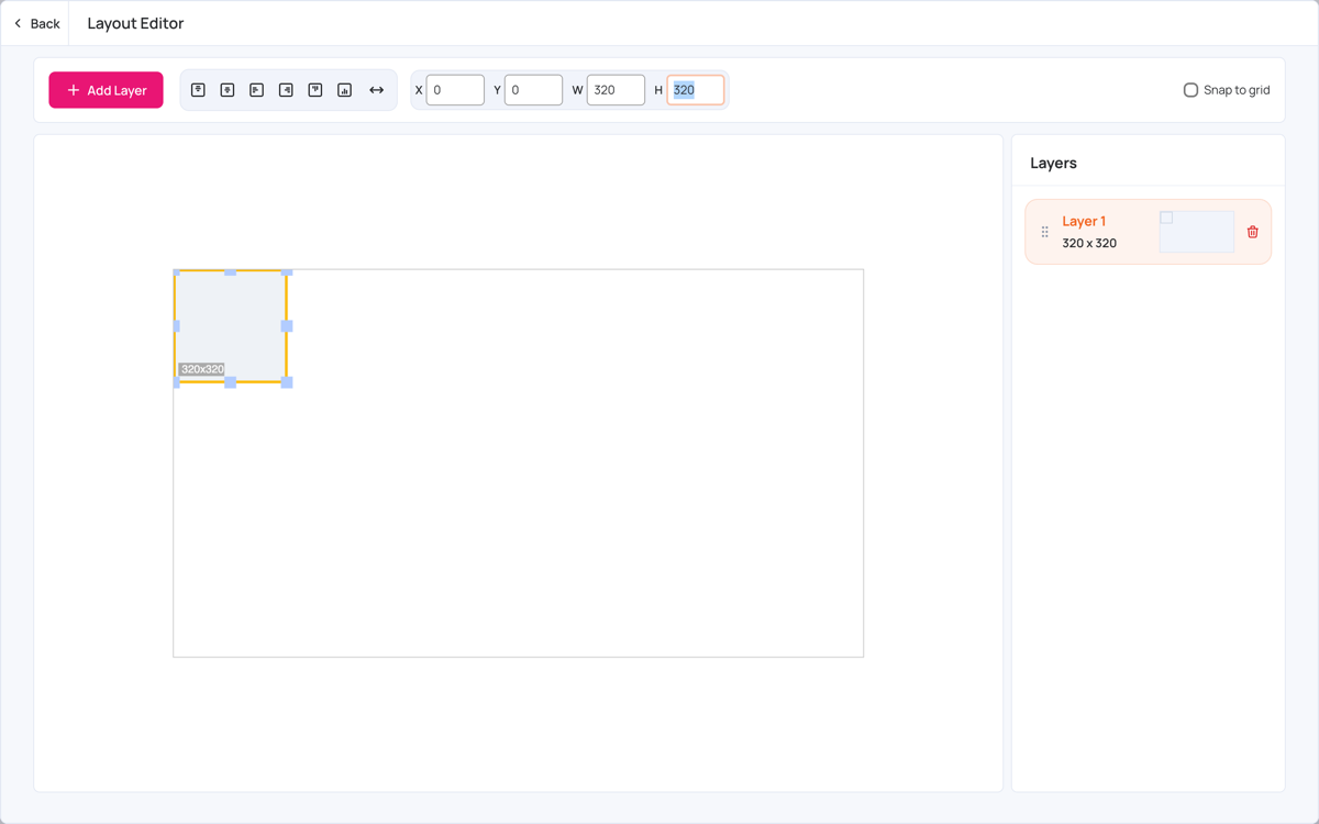 Final LED layout with one 320x320 layer