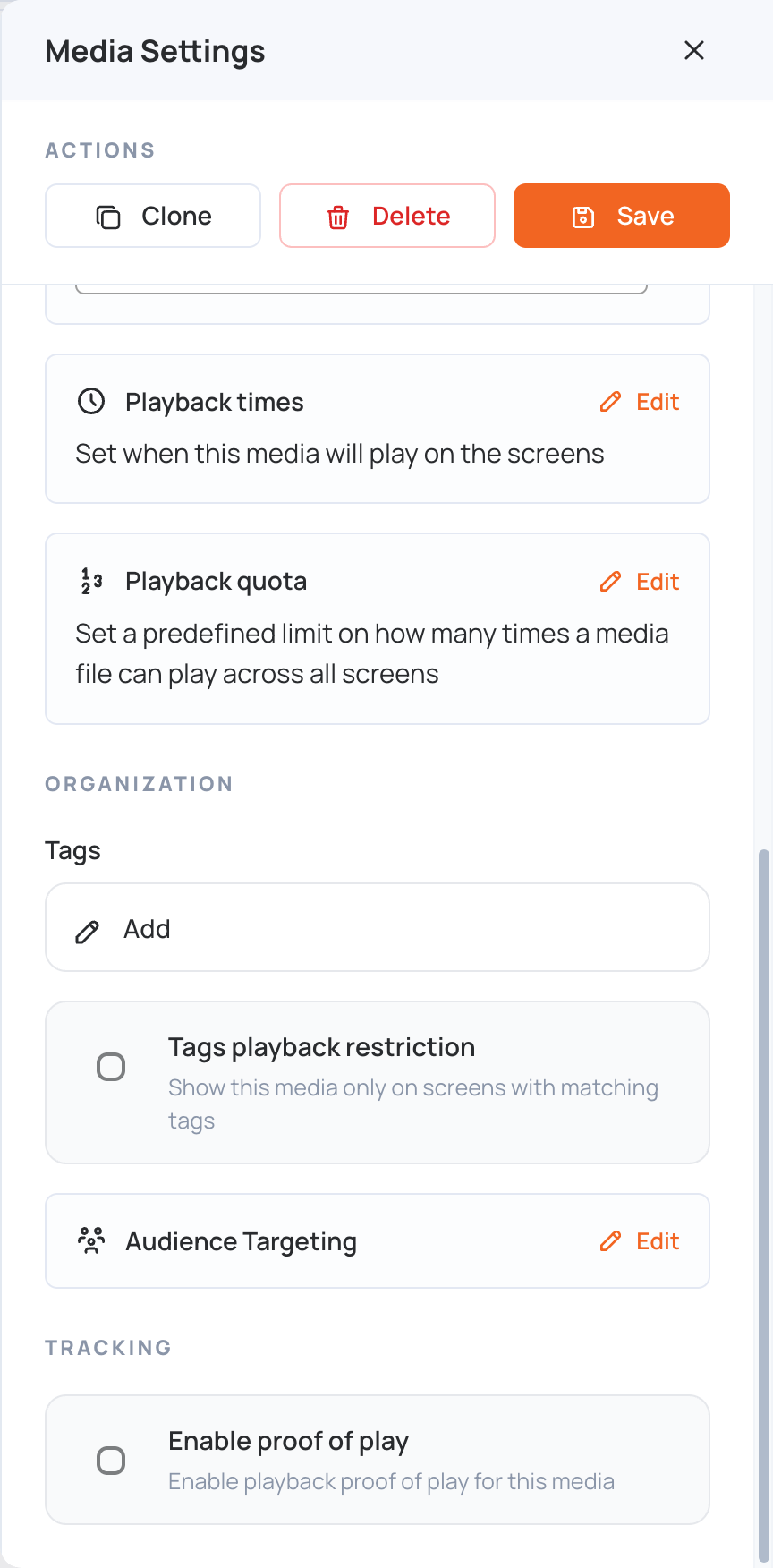 Tags and Tags playback restriction in Media Settings
