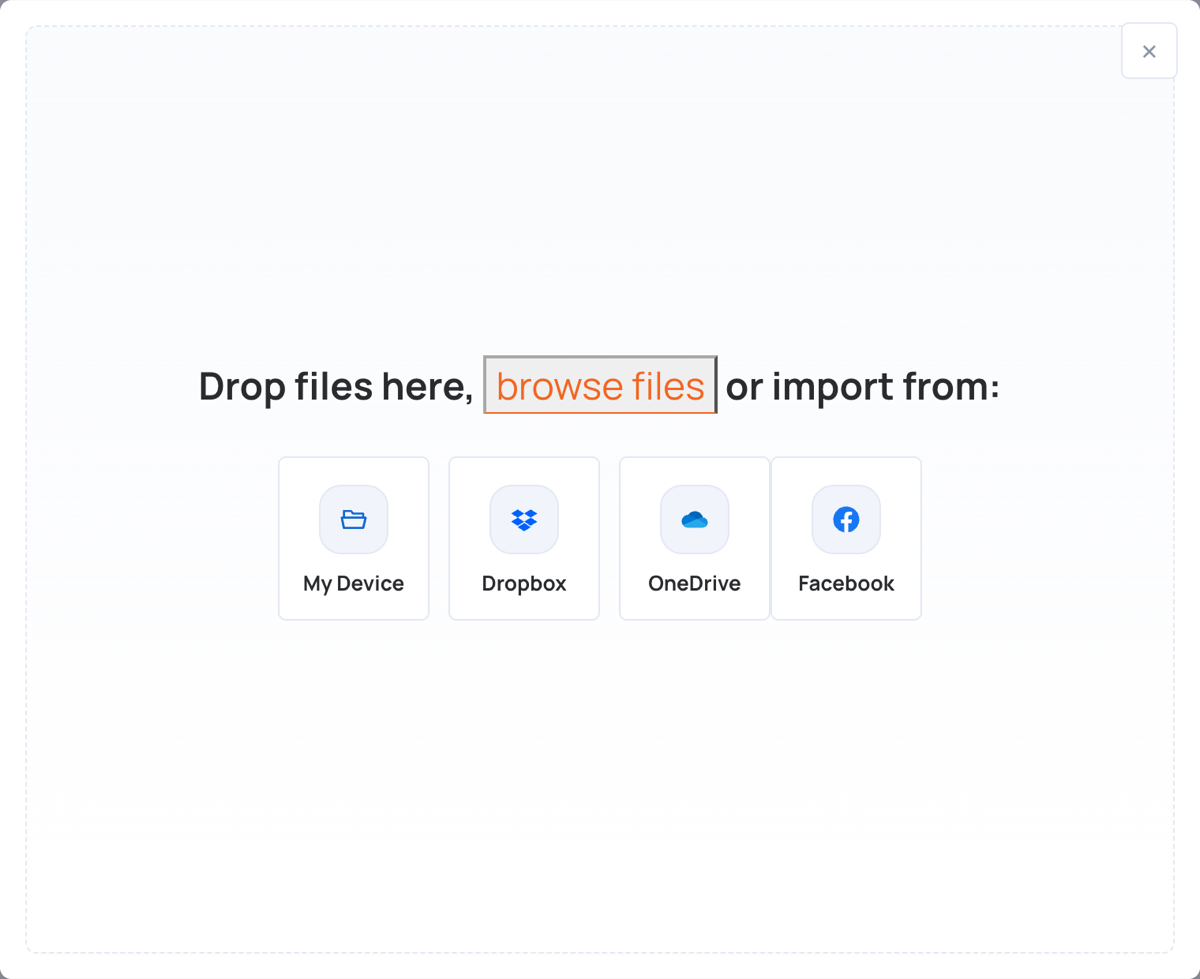 Upload media window