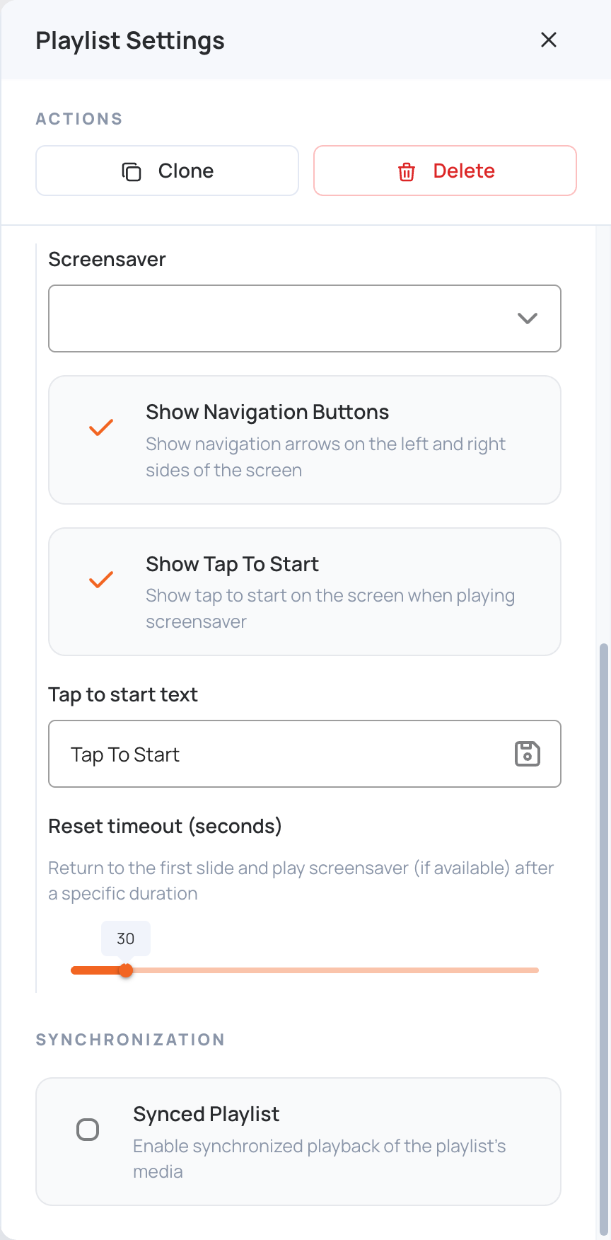 Show Navigation Buttons and Show Tap To Start selected