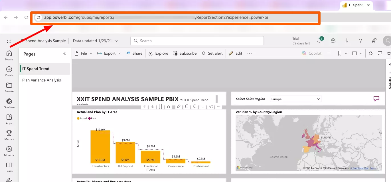 Digital Signage - Power BI - copy url