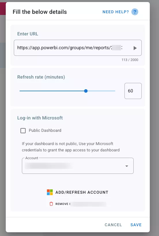 Digital Signage - Power BI - copy url