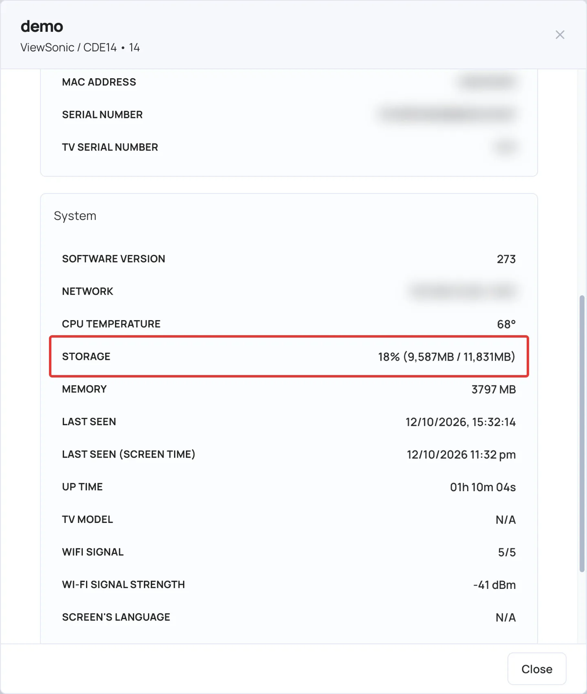 Storage in Device Details