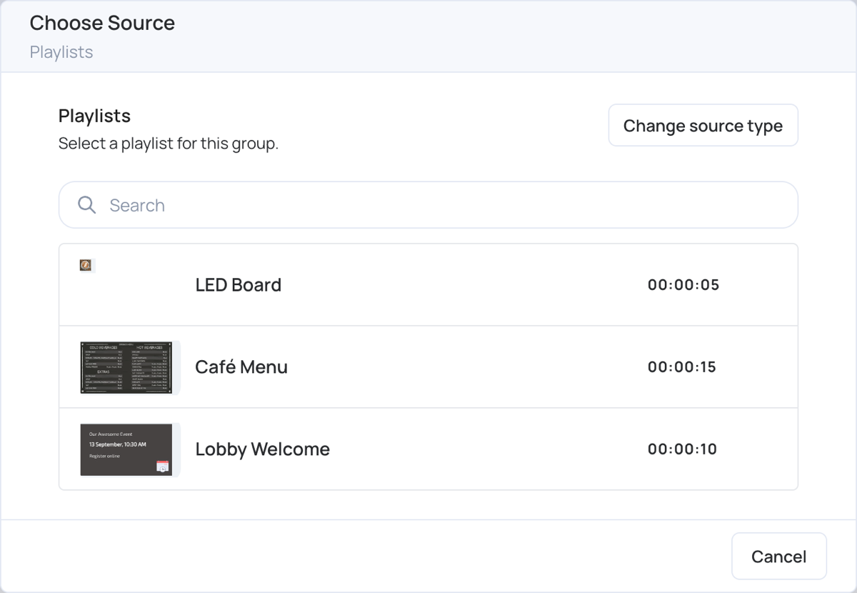 Choosing the source for a group