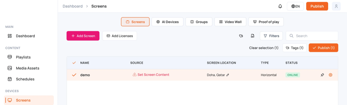 Select Screens
