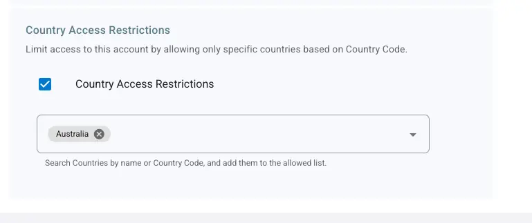 Country Security Settings